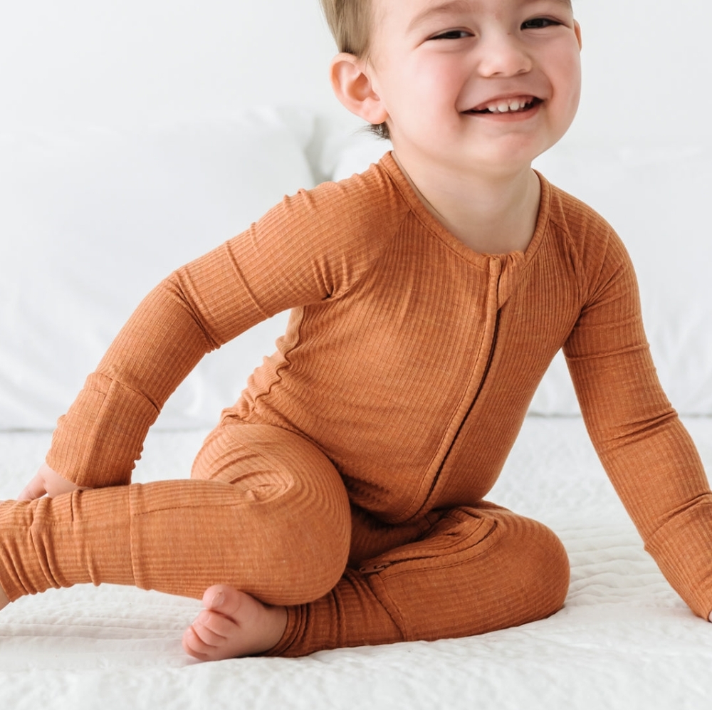 Little Sleepies Heather Ribbed Spice Zippy 18-24M NEW NWT NIB
